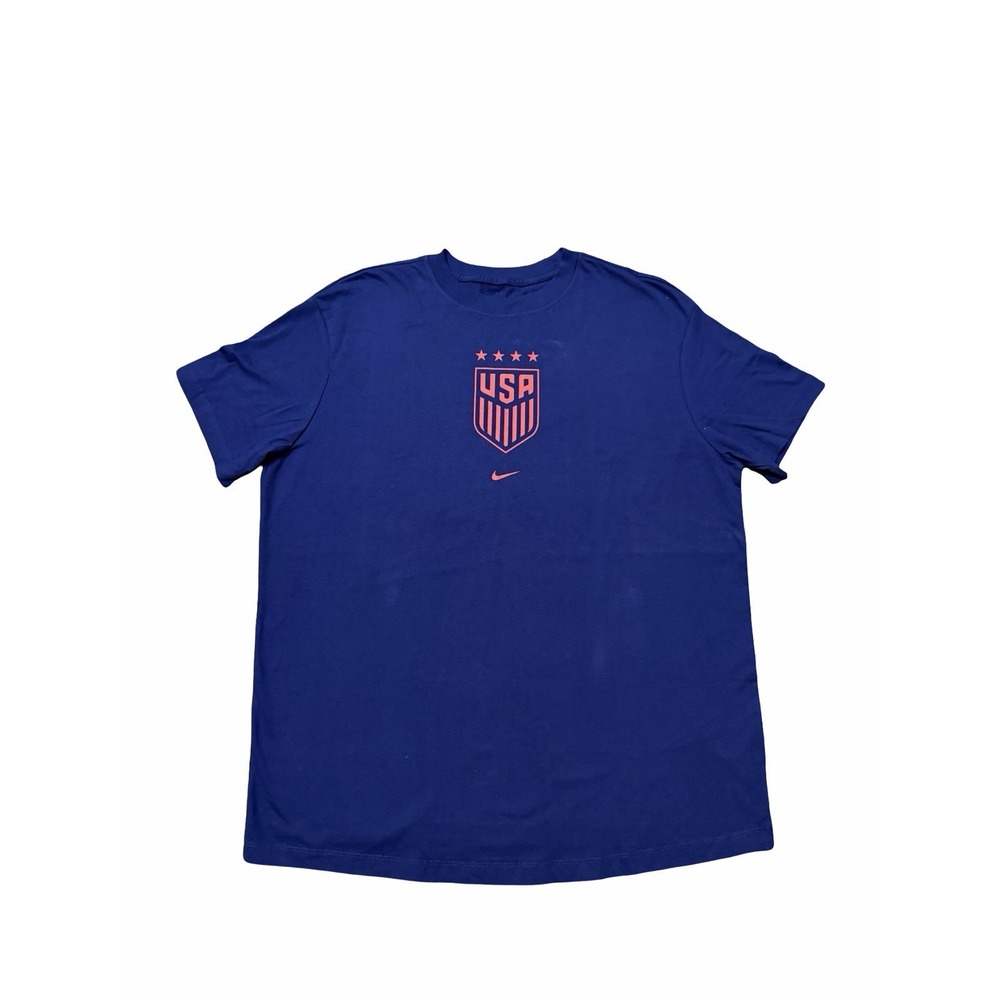 Nike USA Soccer Shirt Mens Large Blue Swoosh Athletic Tee USA Logo